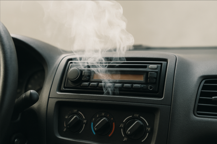 autoradio qui surchauffe dans un tableau de bord